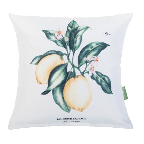 Water-Resistant Outdoor Lemon Printed Scatter Cushion | Garden Decorative Pillow - Lemon Cream Big
