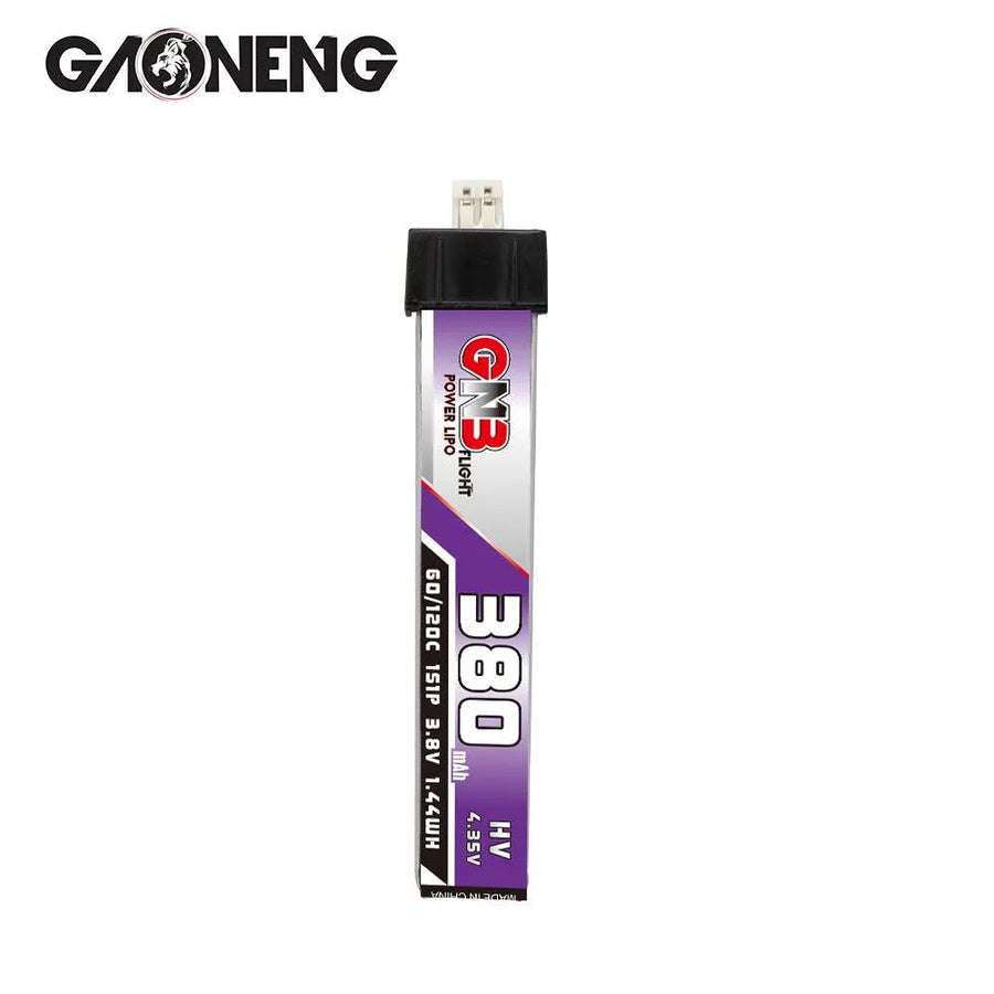 GNB/GAONENG 380mAh HV 1S Lipo Battery FPV Battery 60/120C 3.8V with PH 2.0 Powerwhoop Connector for Tiny Whoop Drone Blade Inductrix(Pack of 6)