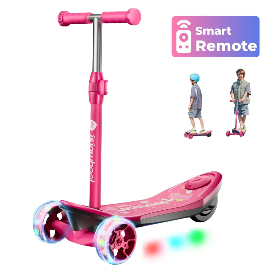 isinwheel Mini 3 Wheel Kids Electric Scooter for boys aged 3-12 - Minispider [Pink]-Remote Control / 1