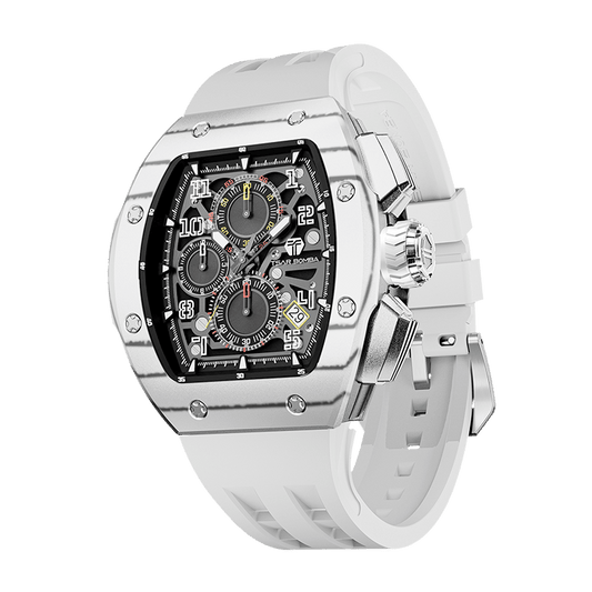Atomic Series–Men's Carbon Fiber Classic Quartz Watch with Sapphire Crystal, Fluoro-Rubber Strap, 10 ATM Water Resistance, Interchangeable Design for 