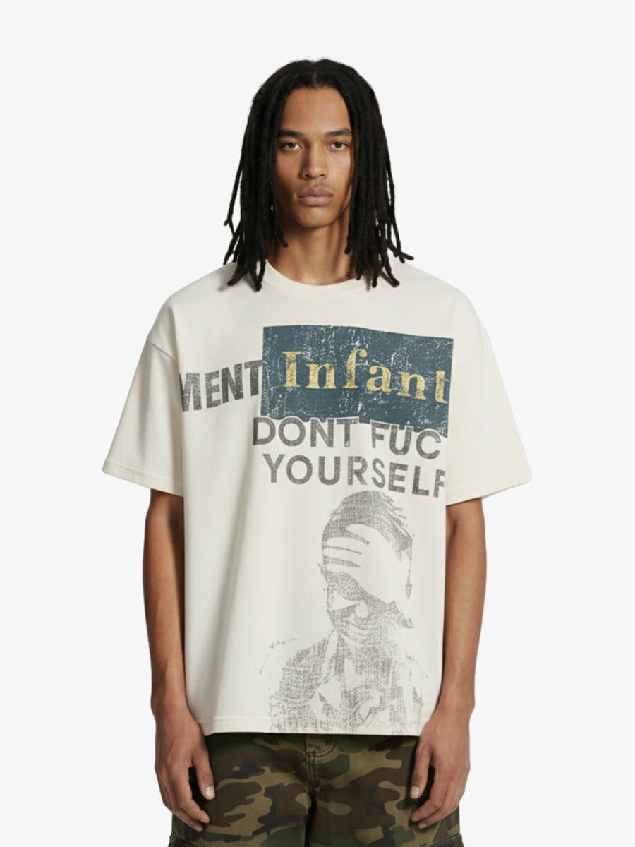 Statement Text Graphic Waffle T-Shirt - Apricot / M