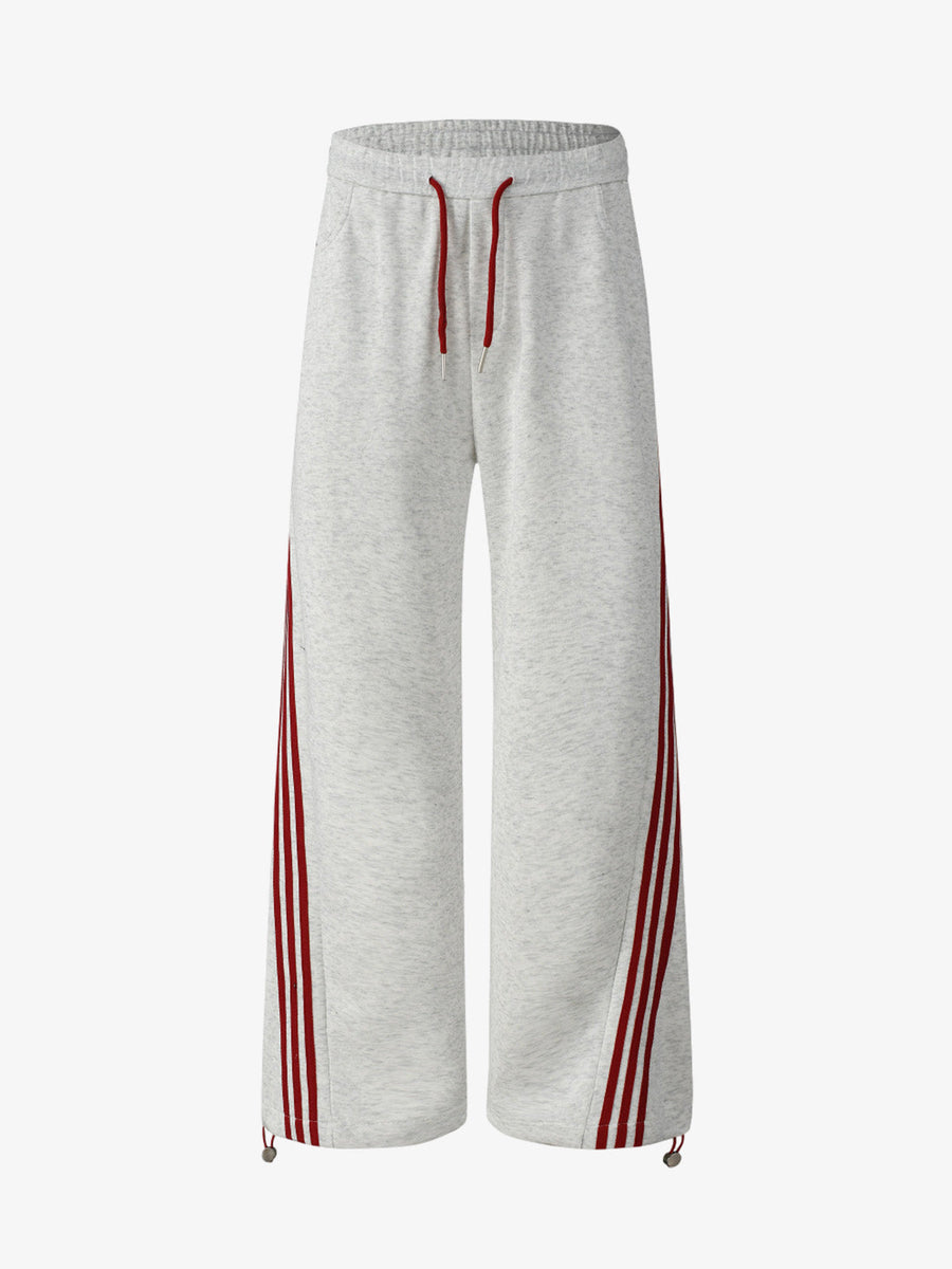 Striped Loose Drape Pants - Gray / M