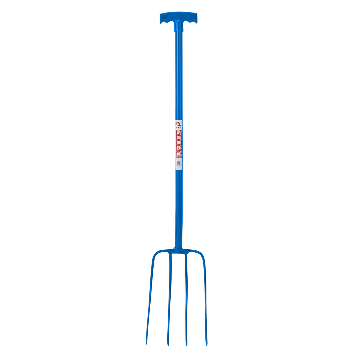 4 Prong Manure Fork with T Handle | Heavy Duty Stable Mucking Out Fork - Blue