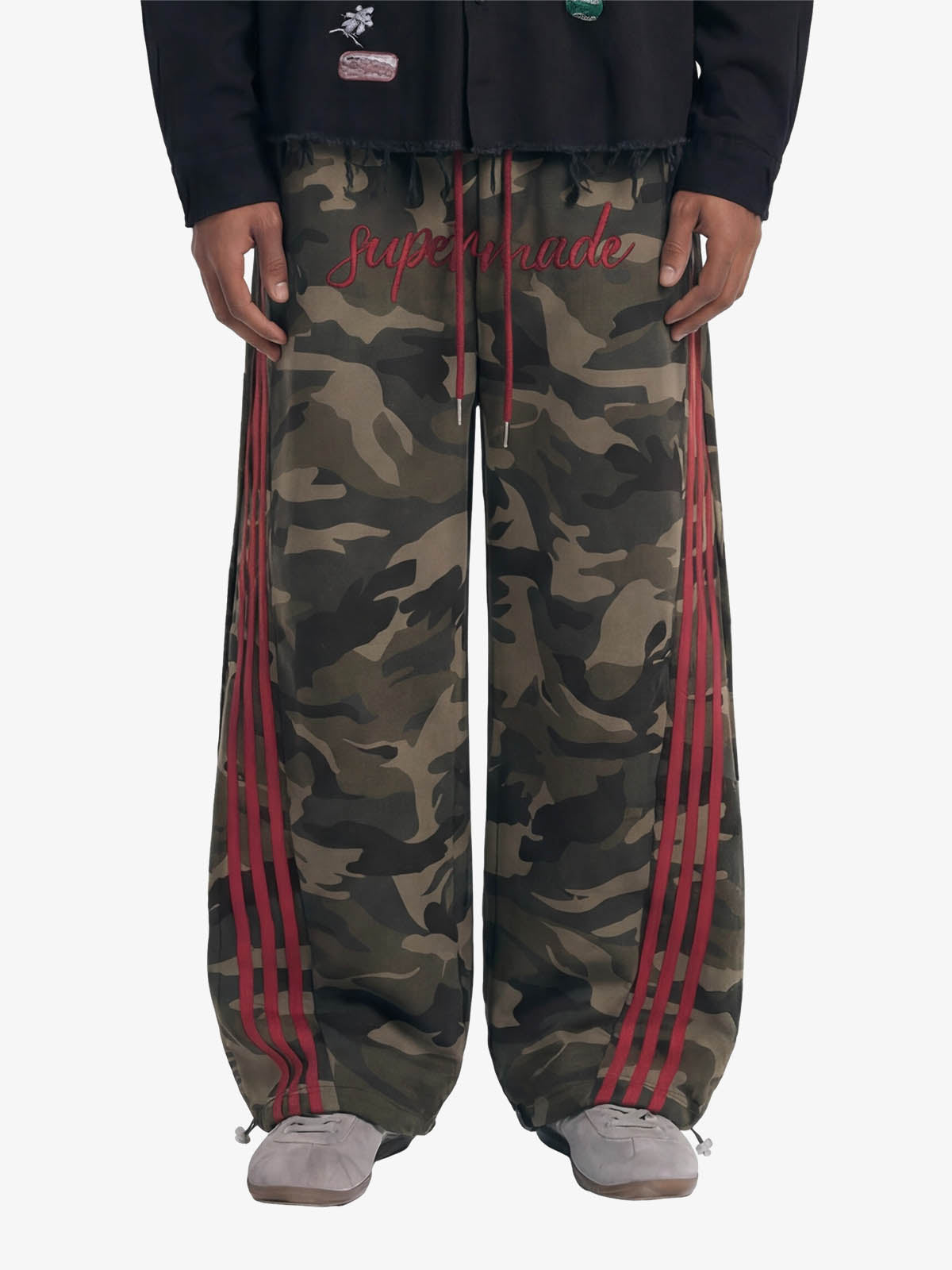 Retro Patchwork Embroidered Camouflage Barrel Pants - 2520 - Classic Camouflage / S