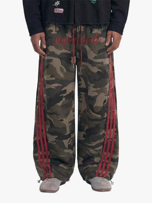 Retro Patchwork Embroidered Camouflage Barrel Pants - 2520 - Classic Camouflage / S