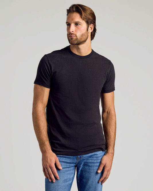Men's Fitted Crew Neck Tees, Black, True Classic | Large