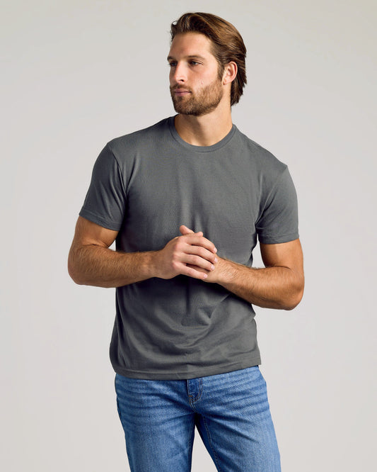 True Classic Carbon Gray Classic Crew Neck T-Shirt | Cotton Blend | Athletic Cut | Small