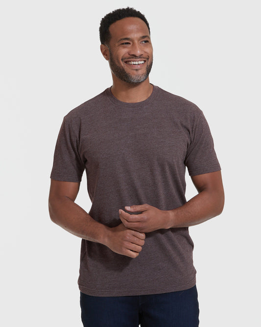 True Classic Heather Dark Oak Classic Crew Neck T-Shirt | Cotton Blend | Athletic Cut | Small