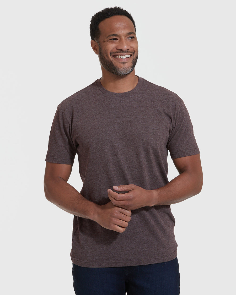 True Classic Heather Dark Oak Classic Crew Neck T-Shirt | Cotton Blend | Athletic Cut | Small