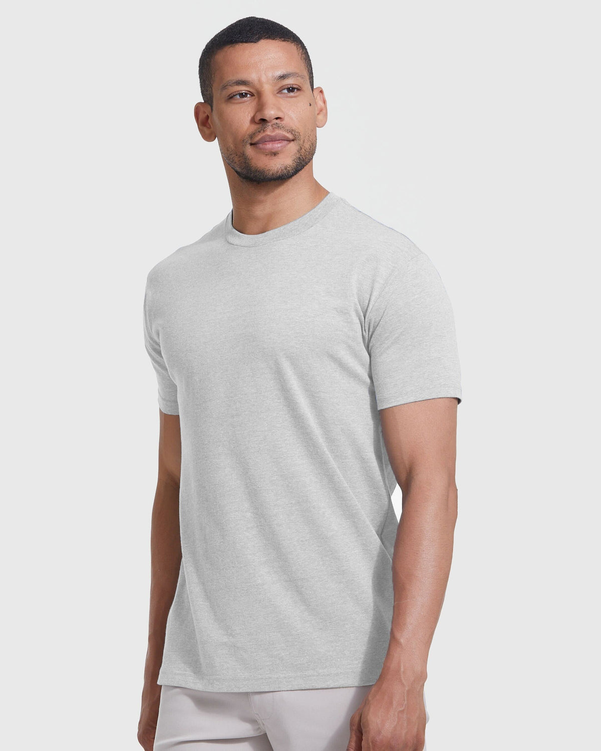 True Classic Light Heather Gray Classic Crew Neck T-Shirt | Cotton Blend | Athletic Cut | 2XL