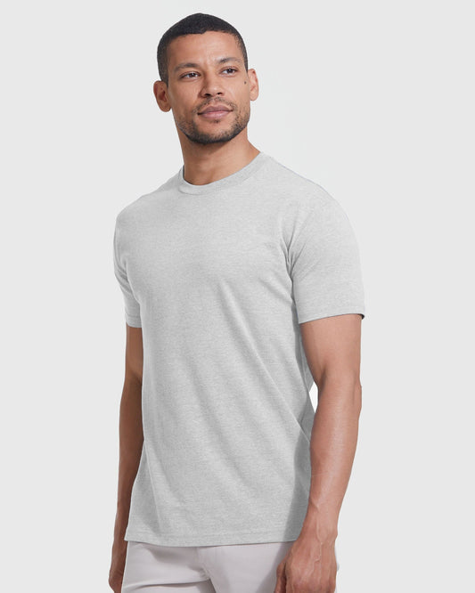True Classic Light Heather Gray Classic Crew Neck T-Shirt | Cotton Blend | Athletic Cut | 2XL