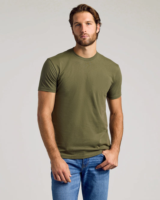 True Classic Military Green Classic Crew Neck T-Shirt | Cotton Blend | Athletic Cut | Small