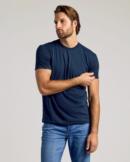 True Classic Navy Blue Classic Crew Neck T-Shirt | Cotton Blend | Athletic Cut | Small