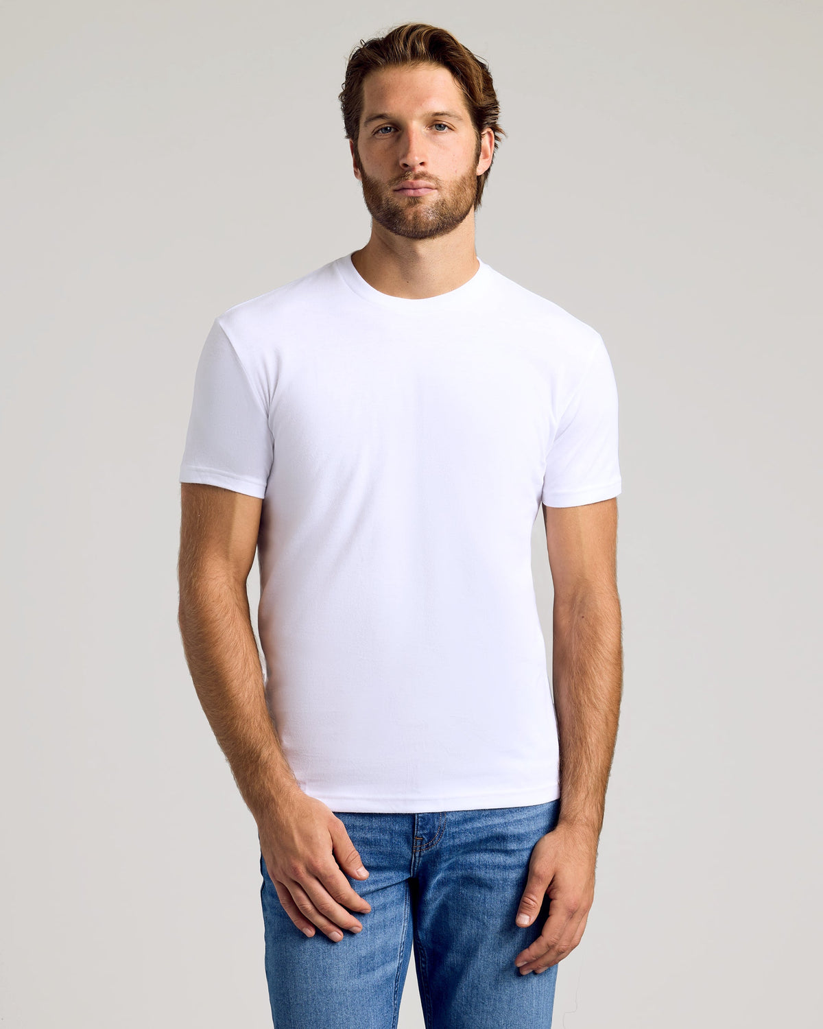 True Classic White Classic Crew Neck T-Shirt | Cotton Blend | Athletic Cut | Small