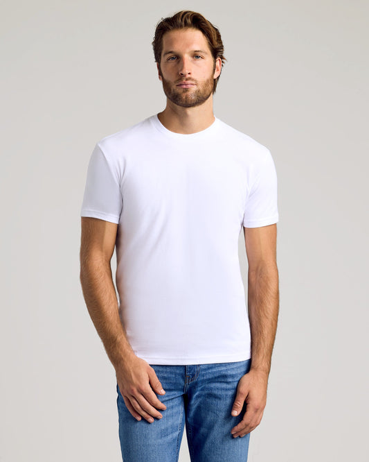 True Classic White Classic Crew Neck T-Shirt | Cotton Blend | Athletic Cut | Small