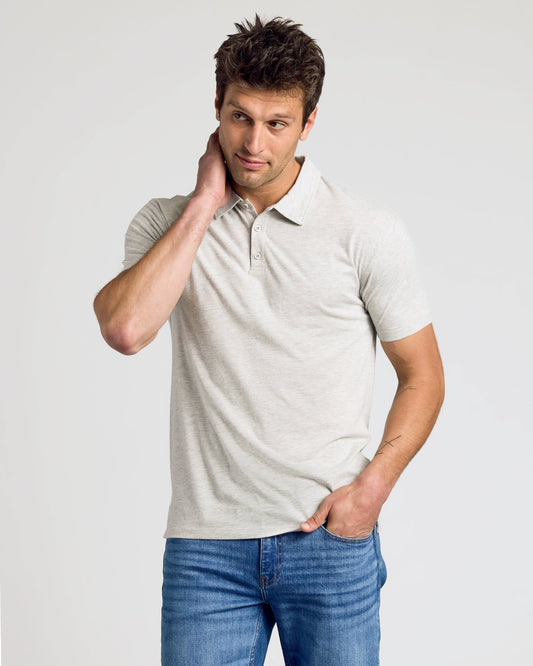 True Classic Light Heather Gray Classic Polo Shirt | Cotton Blend | Athletic Cut | 2XL