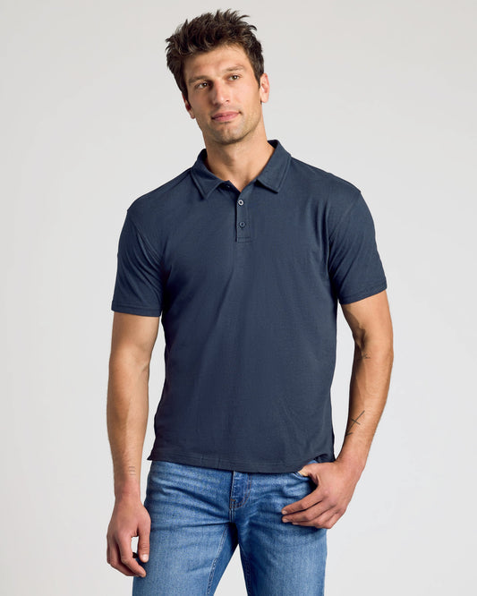 True Classic Navy Blue Classic Polo Shirt | Cotton Blend | Athletic Cut | Small