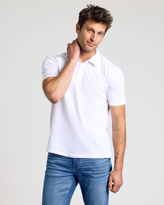 True Classic White Classic Polo Shirt | Cotton Blend | Athletic Cut | Small