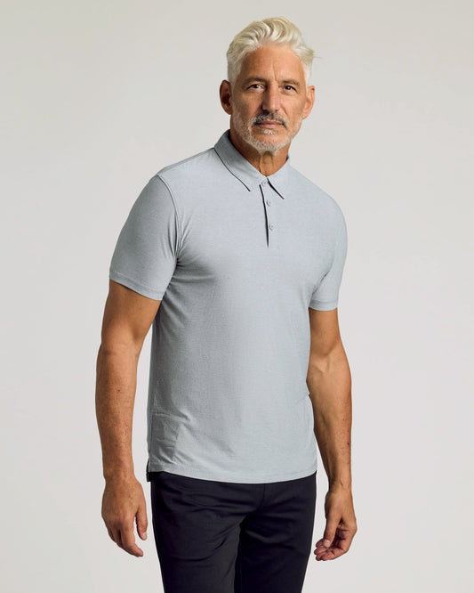 True Classic Heather Light Gray Active Short Sleeve Polo Shirt | Cotton Blend | Athletic Cut | 2XL