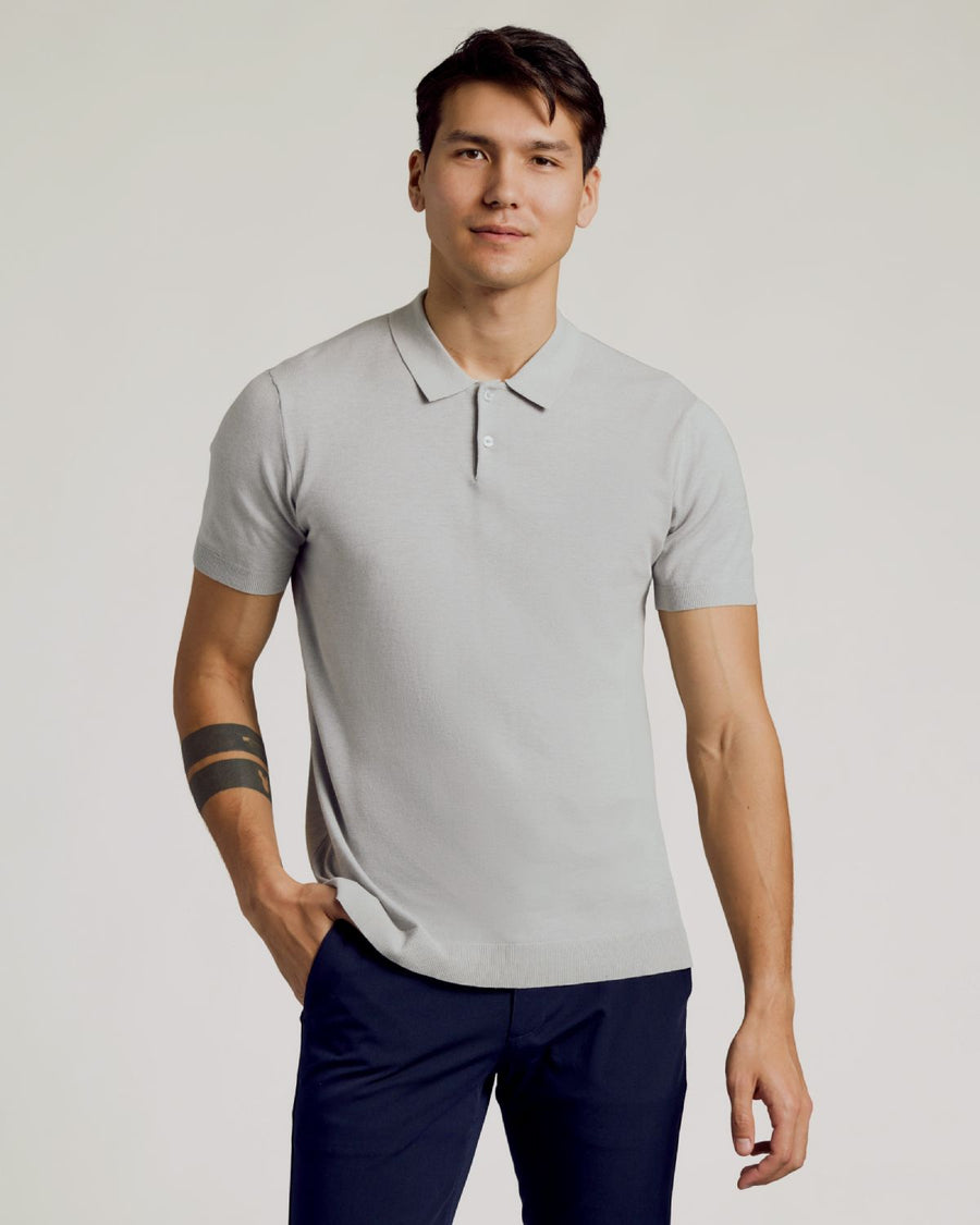 True Classic Heather Gray Dressy Polo Shirt | 4XL