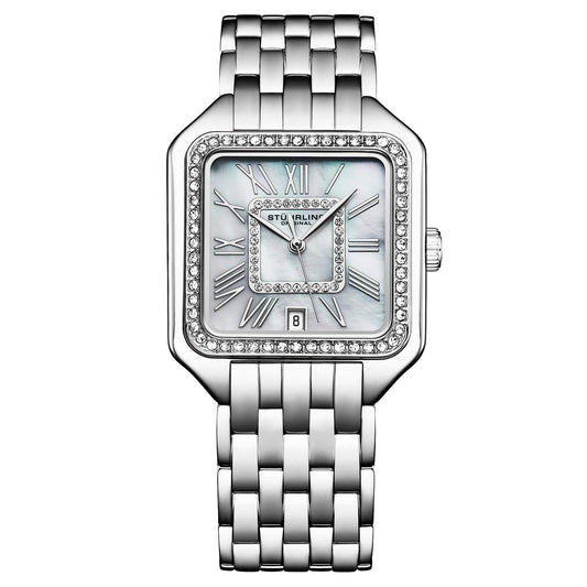 Stührling Valencia 4067 Women's Watch 32mm - White Mother-of-pearl Dial/ Stainless Steel Bracelet