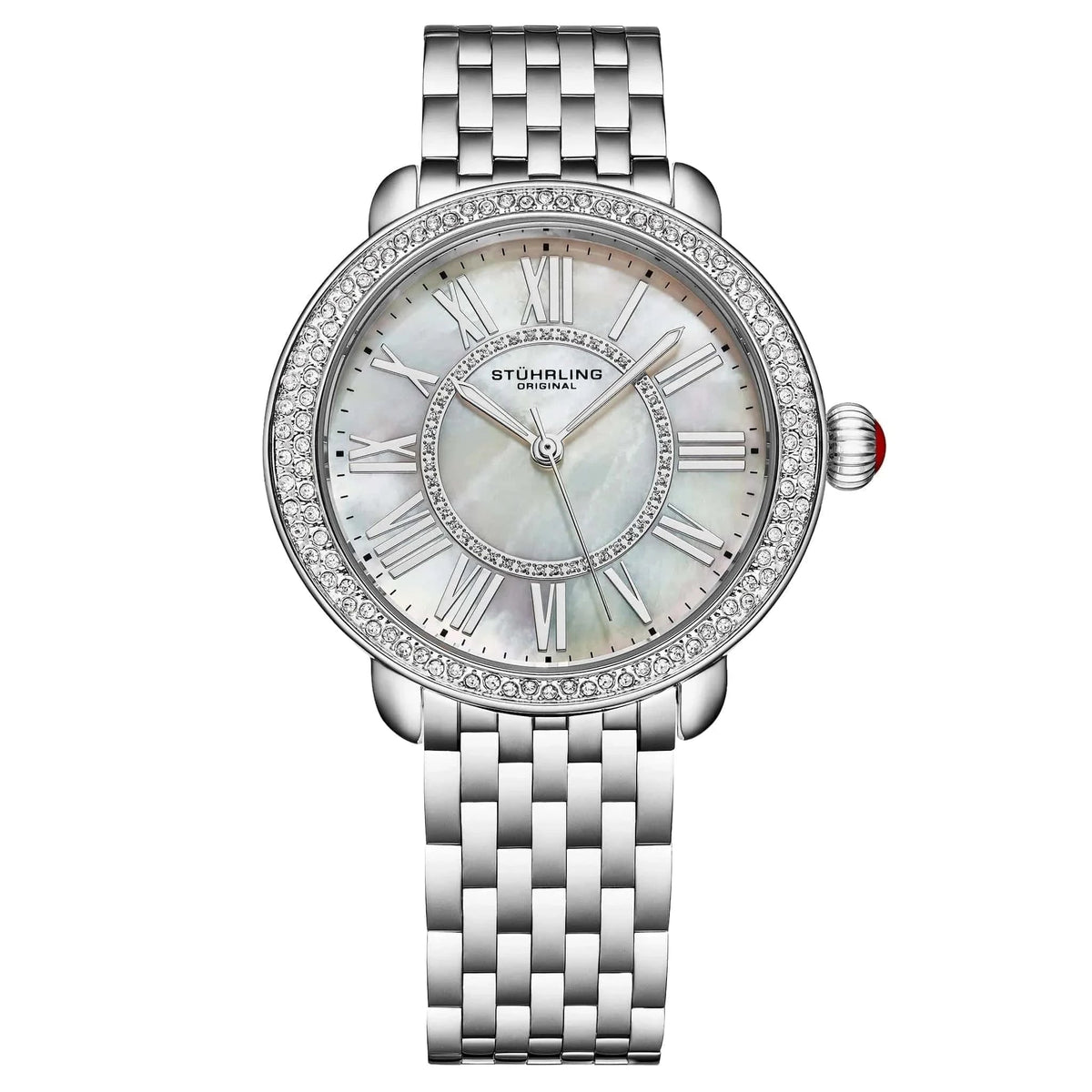 Stührling Regalia 4074 Womens 40mm - White Mother-of-pearl Dial/ Stainless Steel Bracelet