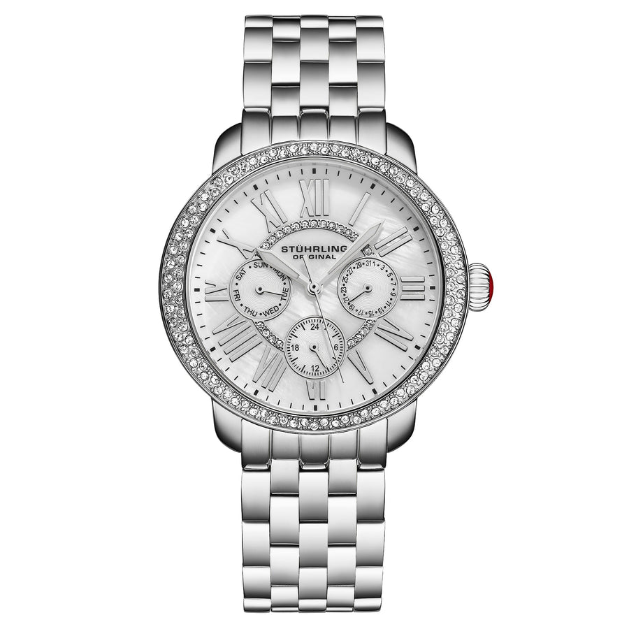 Stührling Sonata 4081 Ladies 38mm - White Mother-of-pearl Dial/Stainless Steel Bracelet