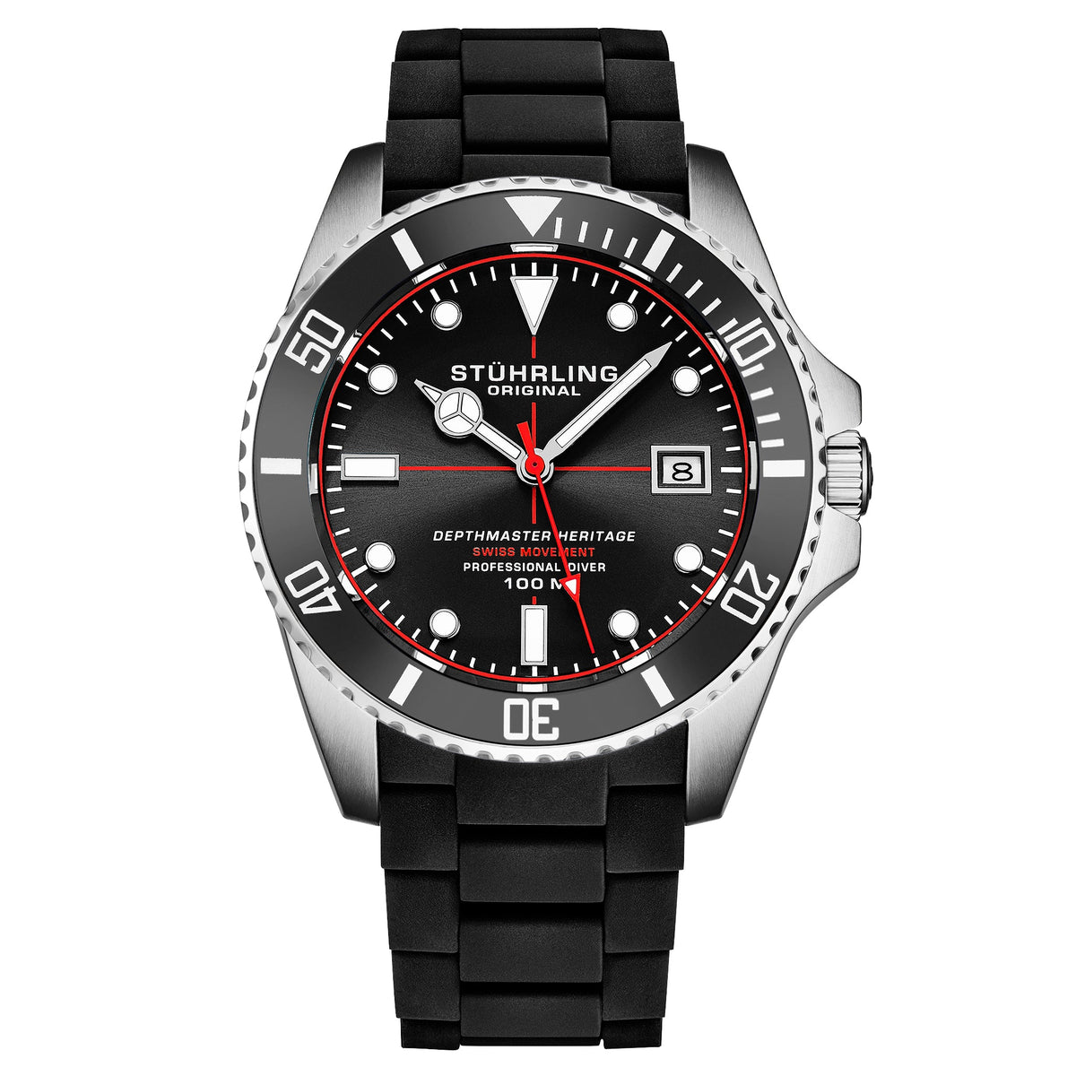 Stührling Datemaster Heritage 4087 Aquadiver 44mm - Black