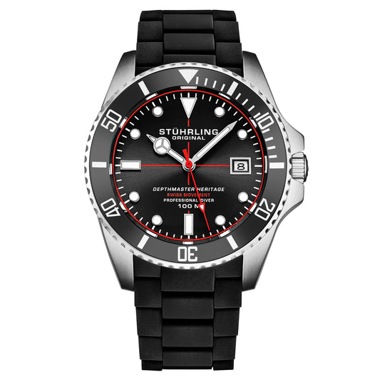 Stührling Datemaster Heritage 4087 Aquadiver 44mm - Black