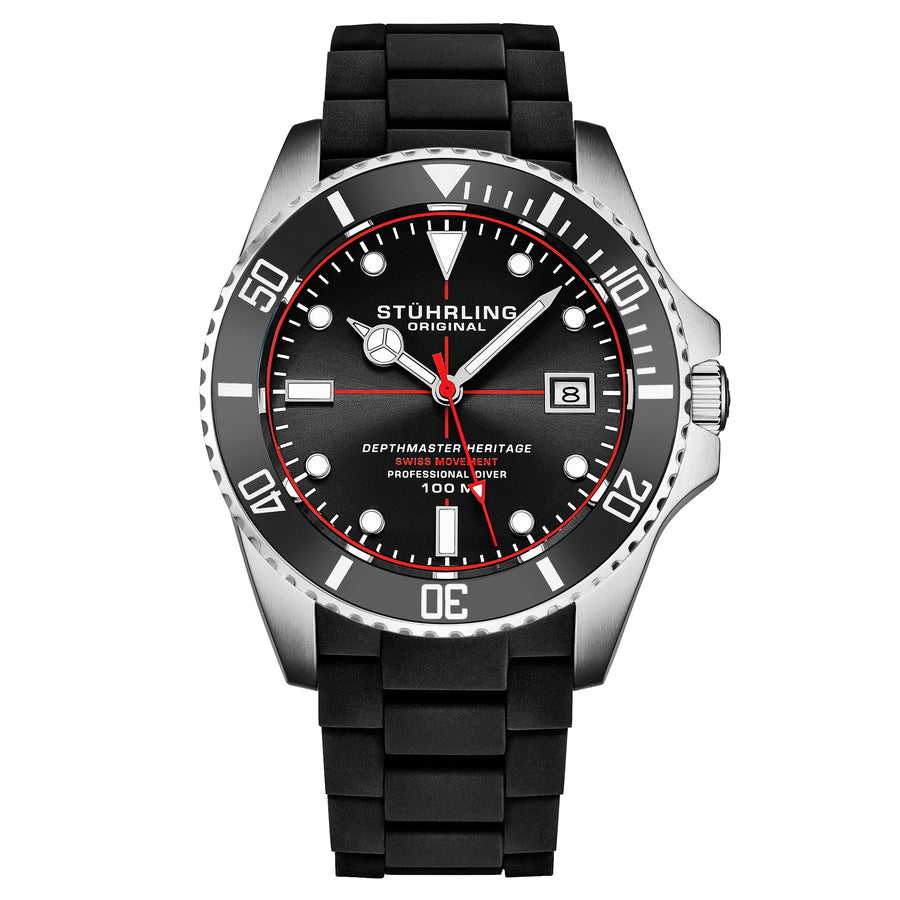 Stührling Datemaster Heritage 4087 Aquadiver 44mm - Black