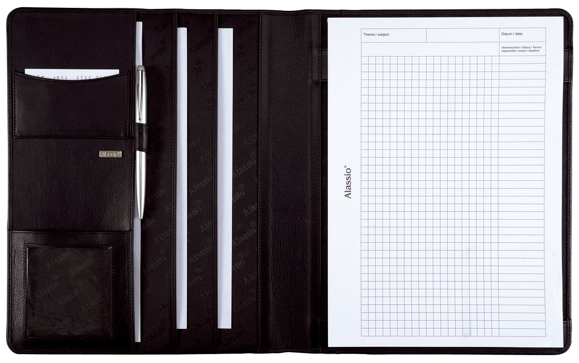 Alassio Schreibmappe , CREMONA, , A4, Nappa-Leder, schwarz