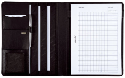 Alassio Schreibmappe , CREMONA, , A4, Nappa-Leder, schwarz