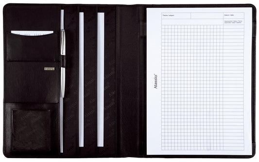 Alassio Schreibmappe , CREMONA, , A4, Nappa-Leder, schwarz