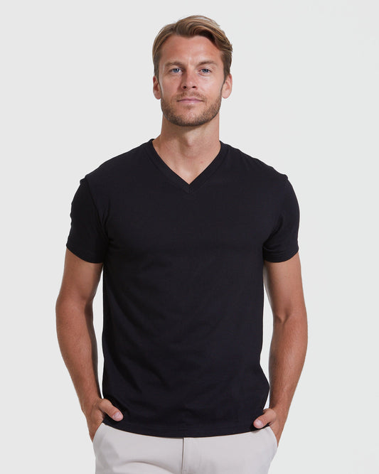 True Classic Black Classic V-Neck | Cotton Blend | Athletic Cut | Small