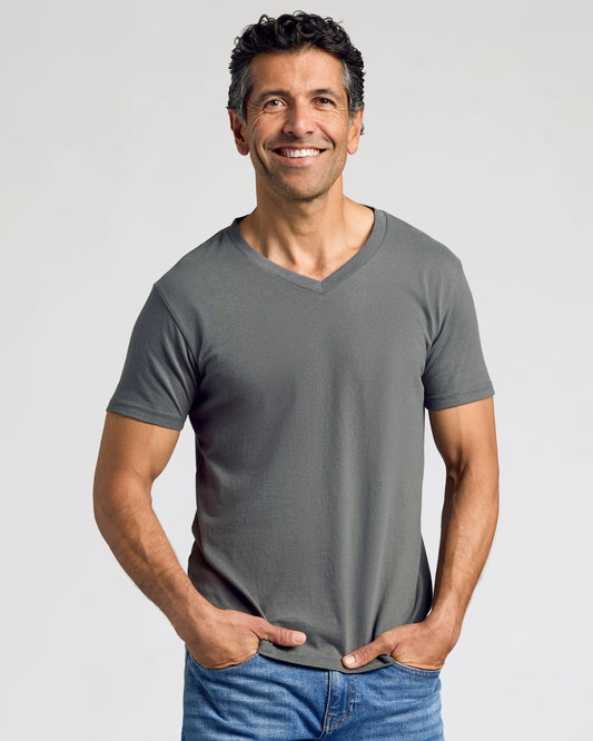 True Classic Carbon Gray Classic V-Neck | Cotton Blend | Athletic Cut | Small