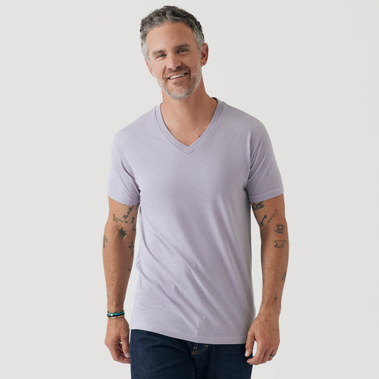 True Classic Lilac Gray Classic V-Neck | Cotton Blend | Athletic Cut | 2XL