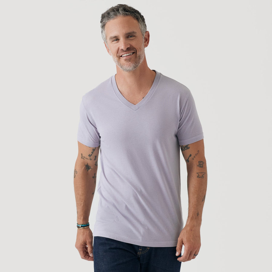 True Classic Lilac Gray Classic V-Neck | Cotton Blend | Athletic Cut | 2XL