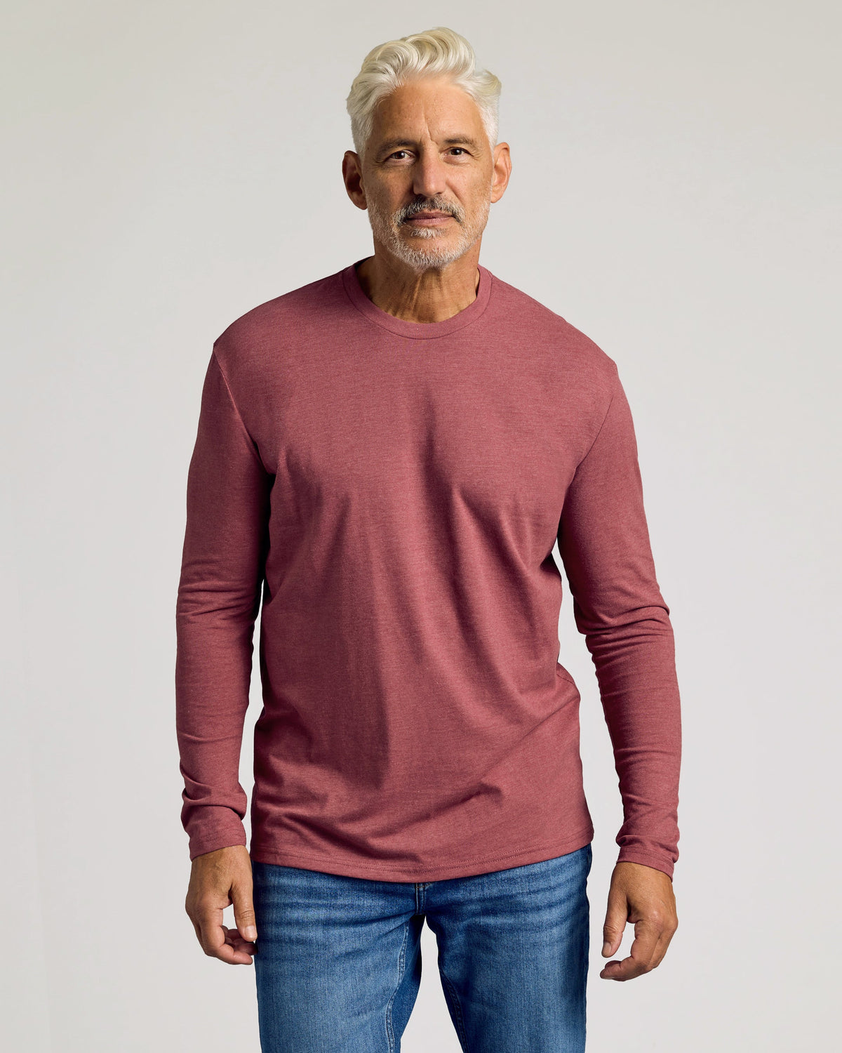 True Classic Dark Heather Rustic Apple Classic Long Sleeve T-Shirt Crew Neck | Cotton Blend | Athletic Cut | Small