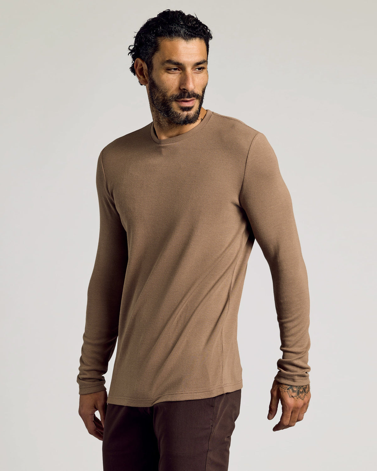 True Classic Multi Alpaca Waffle Long Sleeve T-Shirt Crew Neck | Cotton Blend | Athletic Cut | 3XL