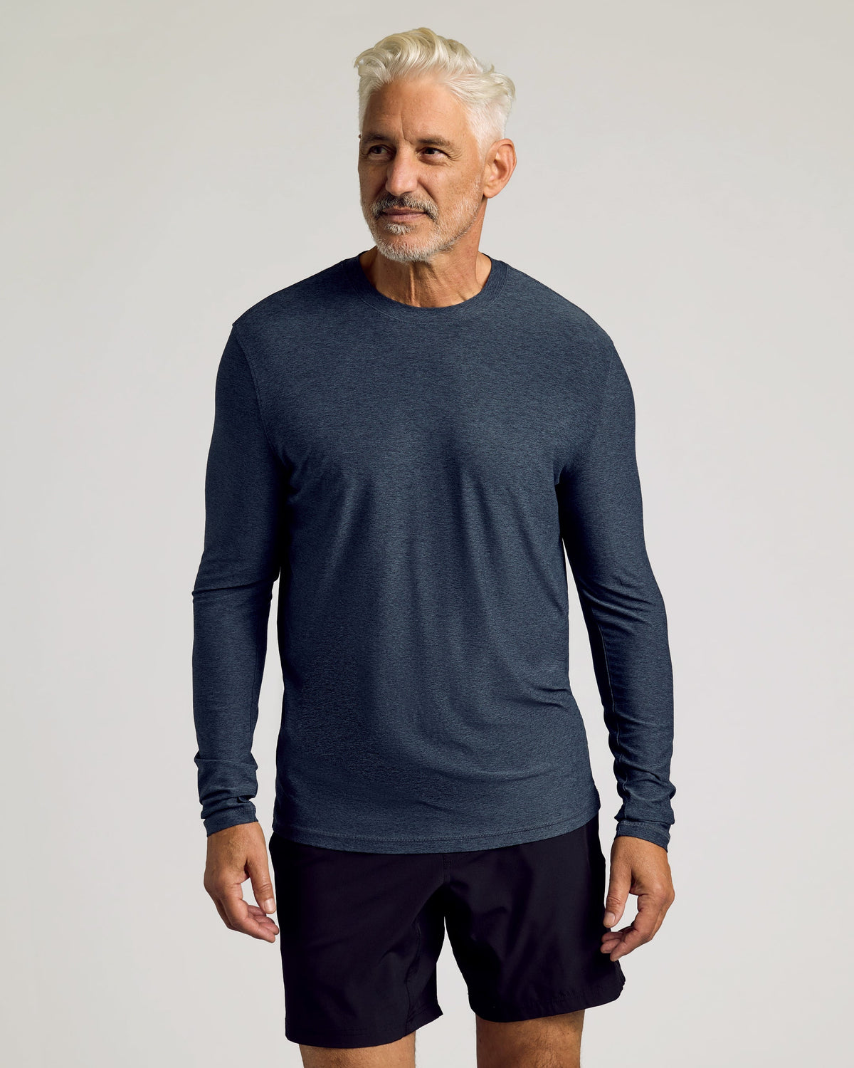True Classic Multi Dark Heather Fiord Active Long Sleeve Crew T-Shirt | Cotton Blend | Athletic Cut | 3XL
