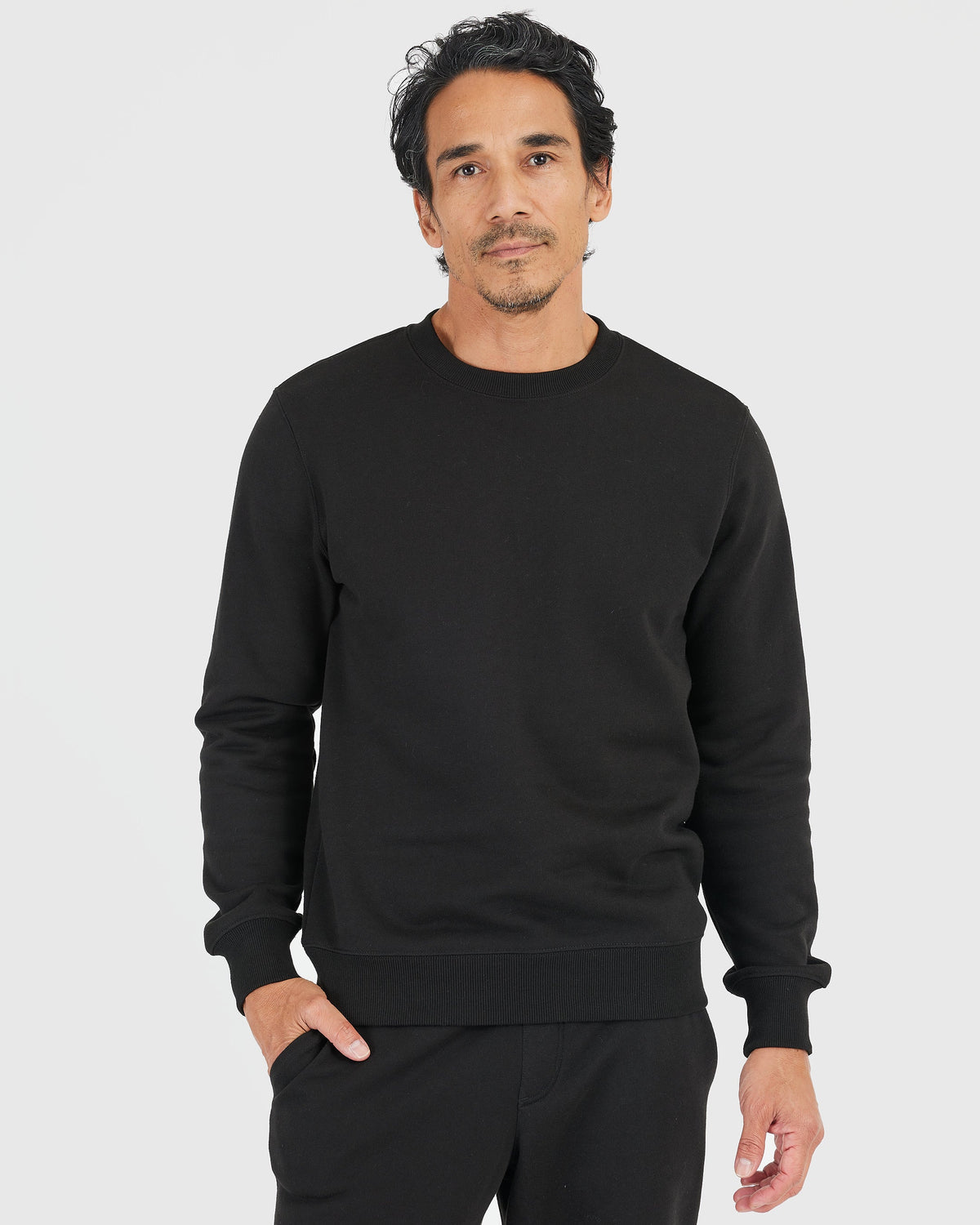 True Classic Black Fleece French Terry Pullover Crew Neck T-Shirt | Cotton Blend | Athletic Cut | 3XL