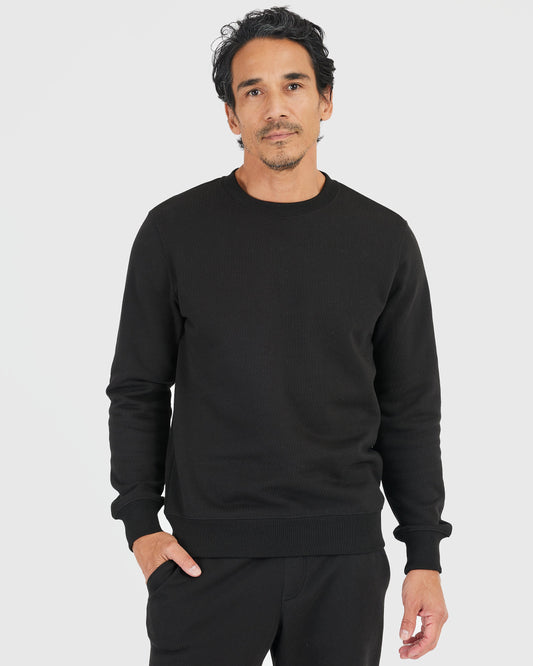 True Classic Black Fleece French Terry Pullover Crew Neck T-Shirt | Cotton Blend | Athletic Cut | 3XL