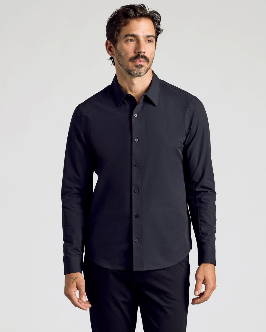 True Classic Black Commuter Long Sleeve Shirt | Small