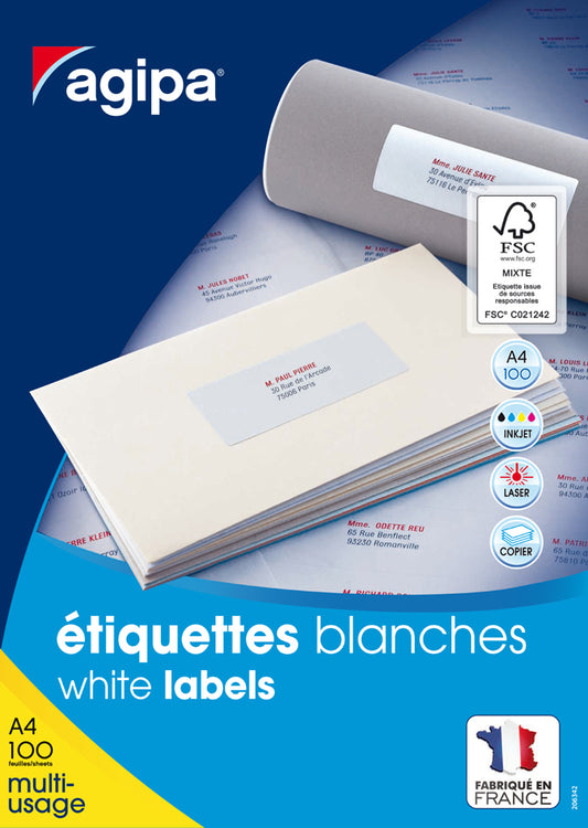 agipa Universal-Etiketten, 38 x 21,2 mm, weiß, rechteckig
