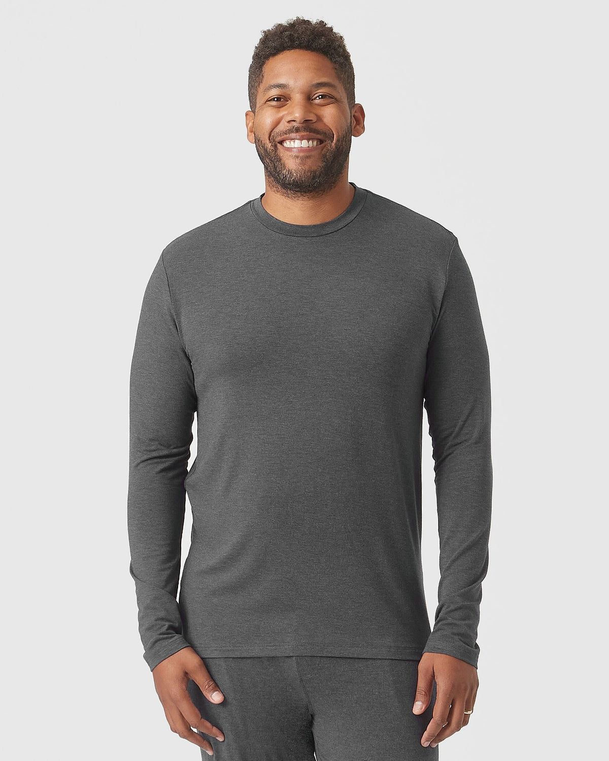 True Classic Charcoal Heather Gray Long Sleeve Loungewear T-Shirt | Small