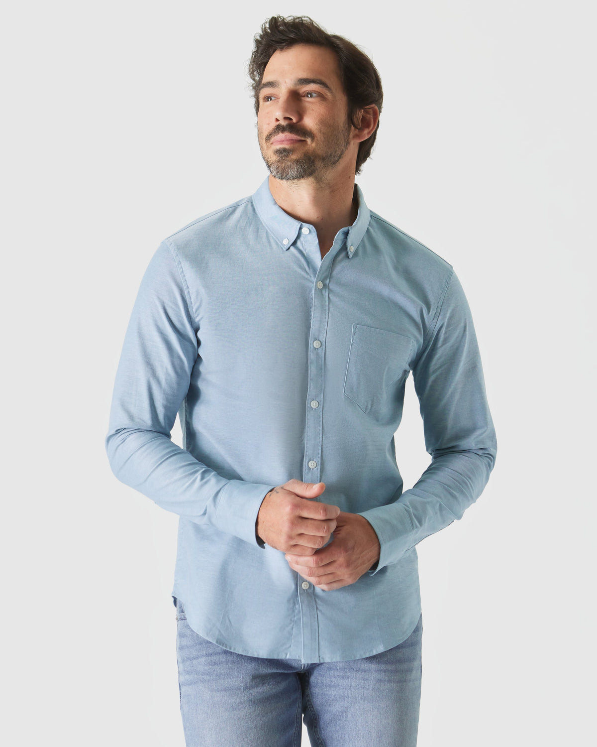 True Classic Multi Harbor Stretch Oxford Long Sleeve Shirt | Small