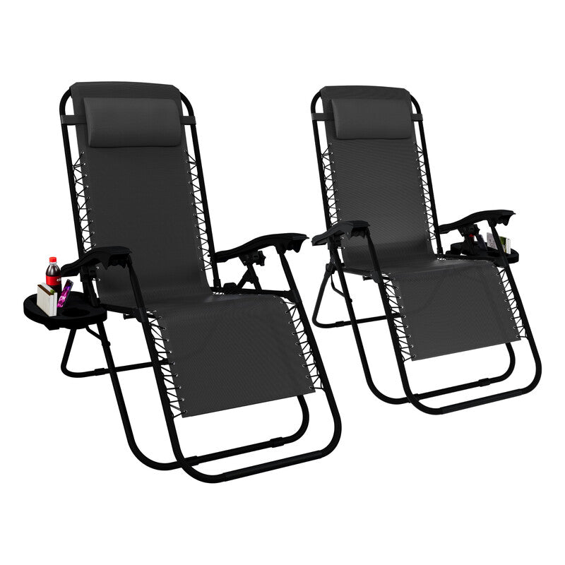 Garden Vida 2 Pack Zero Gravity Chairs, Grey