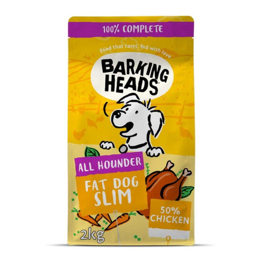 Barking Heads Dog Food – All Hounder Fat Dog Slim Chicken 2kg, Healthy Low-Fat Nutrition for Adult Dogs