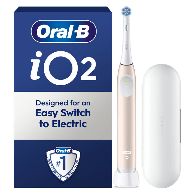 Oral-B iO2 Series Electric Toothbrush, 3 Cleaning Modes, Pressure Sensor & Travel Case, Long Battery Life, Pink