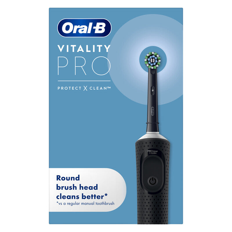 Oral-B Vitality Pro Electric Toothbrush - 3 Cleaning Modes, Built-in Timer for a Dentist Clean Feel, Round Brush Head, Black